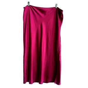Satin Midi Slip Skirt Women XXL 20 Bias Cut Old Navy Berry Pink Party Xmas NYE